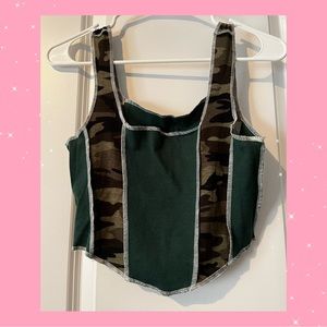 Green Camo Crop Top